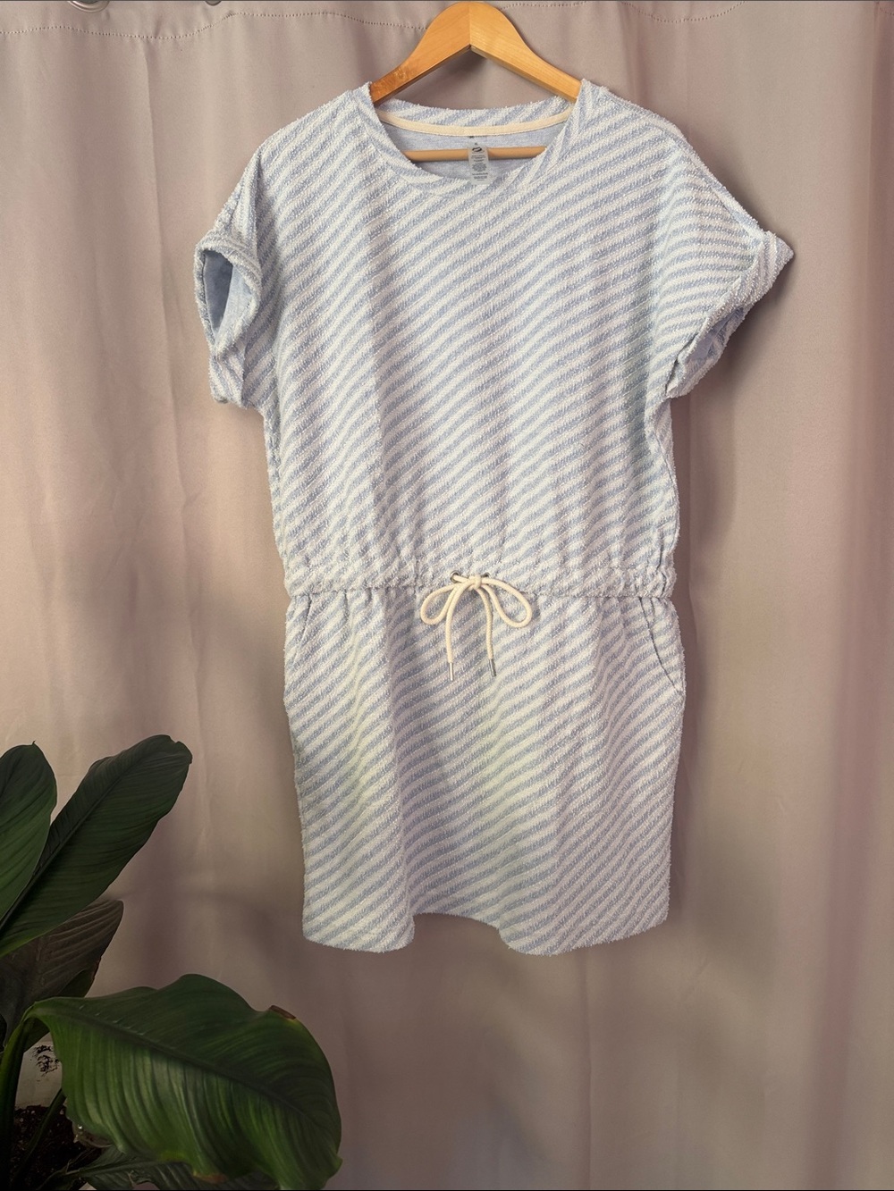 Lou & Grey Light Blue and White Striped Mini Dress